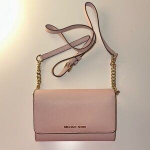 Michael Kors Pink Crossbody Bag with Gold Accents